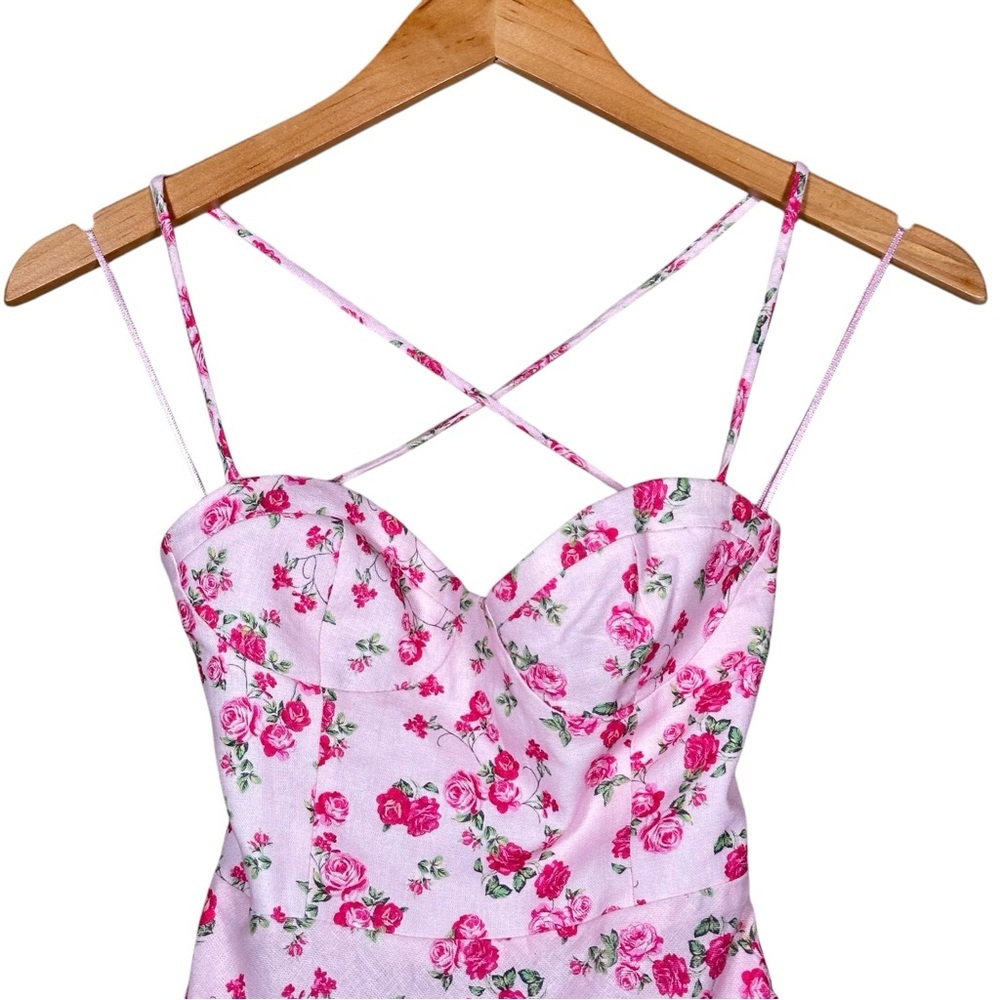 ZARA Dainty Floral Linen Fit & Flare Strappy Mini Dress - Picture 7 of 15